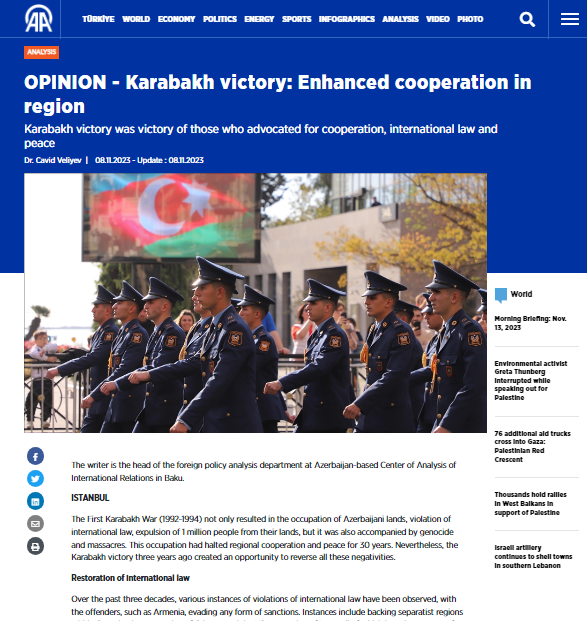 OPINION - Karabakh victory: Enhanced cooperation in region