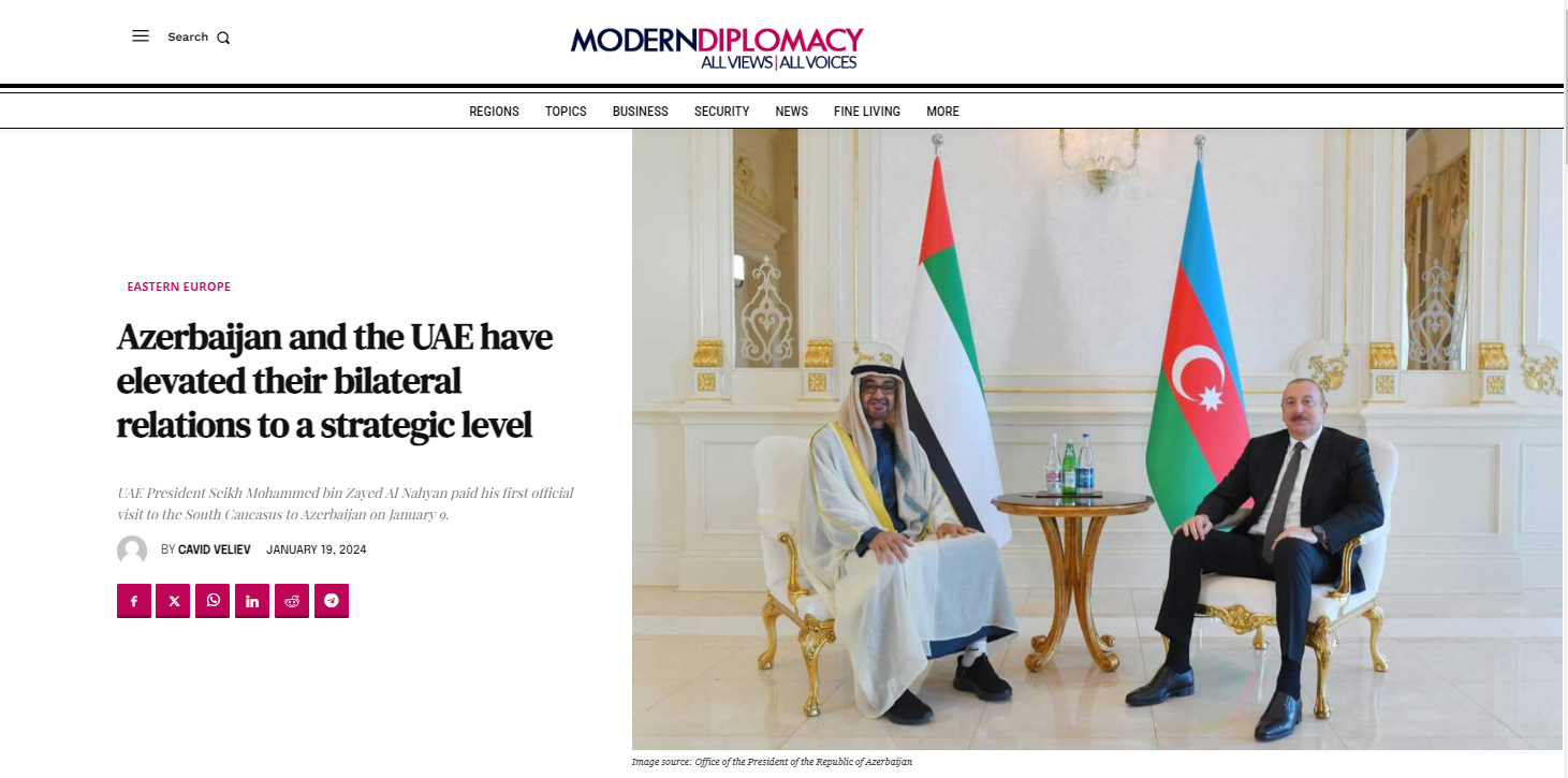 Azerbaijan and the UAE have elevated their bilateral relations to a strategic level