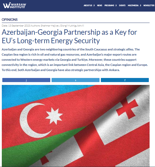 Azerbaijan-Georgia Partnership as a Key for EU’s Long-term Energy Security