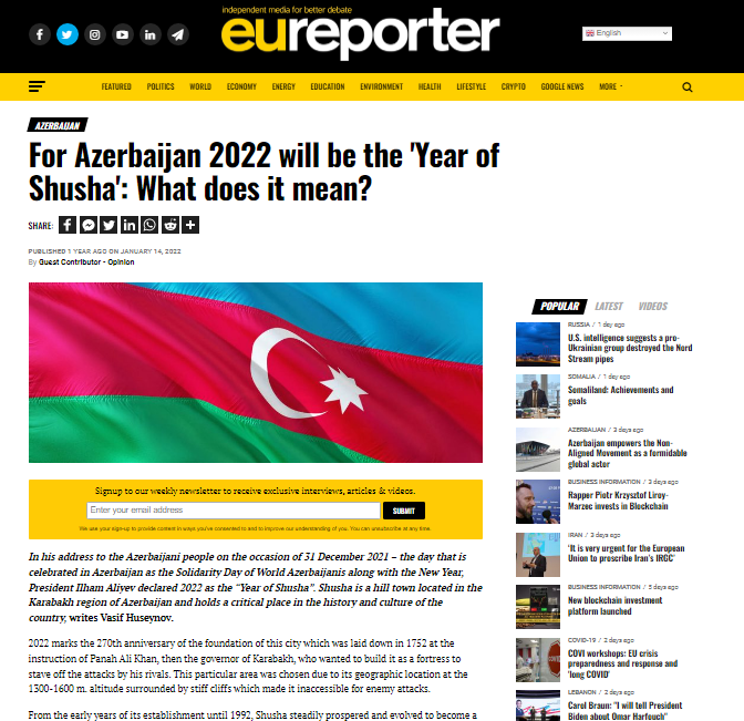 For Azerbaijan 2022 will be the 'Year of Shusha': What does it mean?