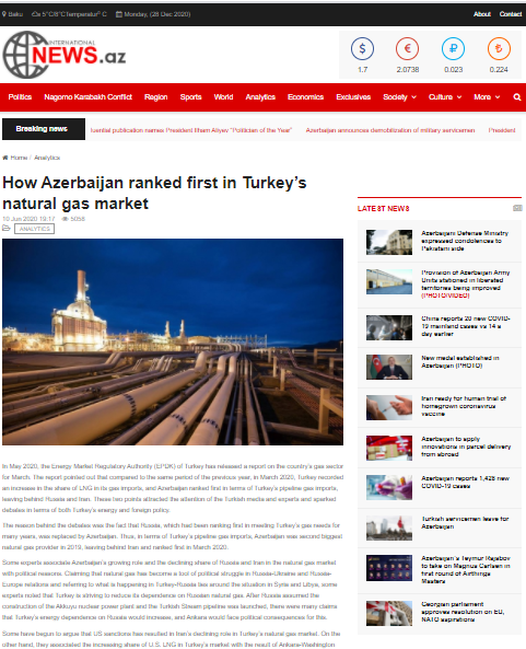 How Azerbaijan ranked first in Turkey’s natural gas market