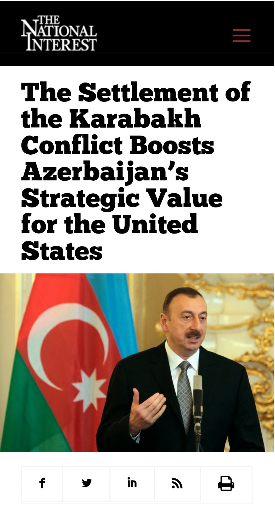 The Settlement of the Karabakh Conflict Boosts Azerbaijan’s Strategic Value for the United States
