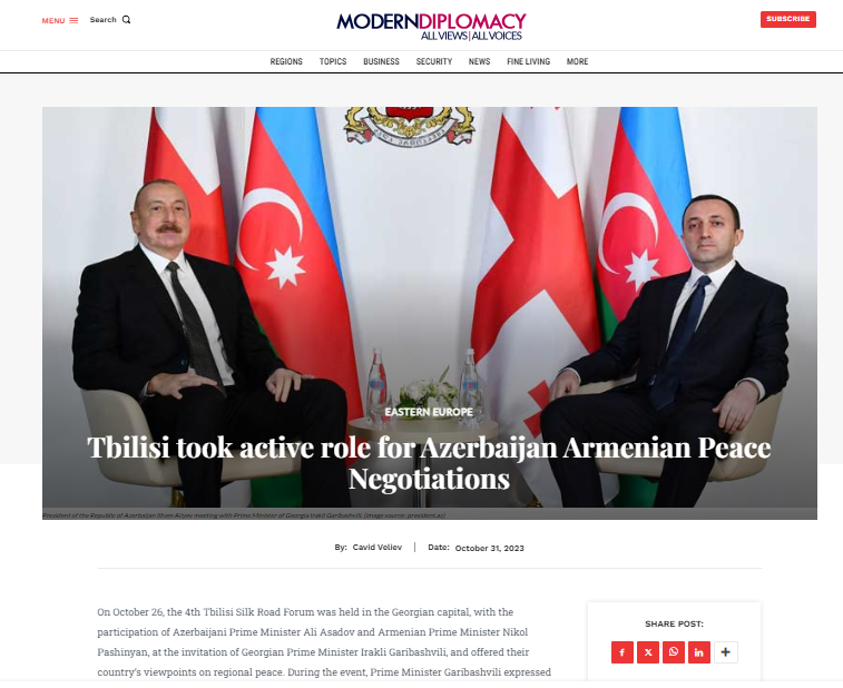 Tbilisi took active role for Azerbaijan Armenian Peace Negotiations