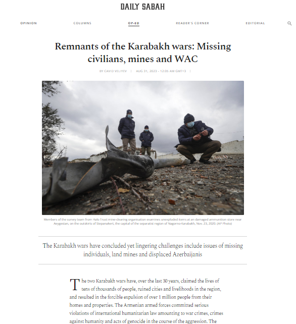 Remnants of the Karabakh wars: Missing civilians, mines and WAC