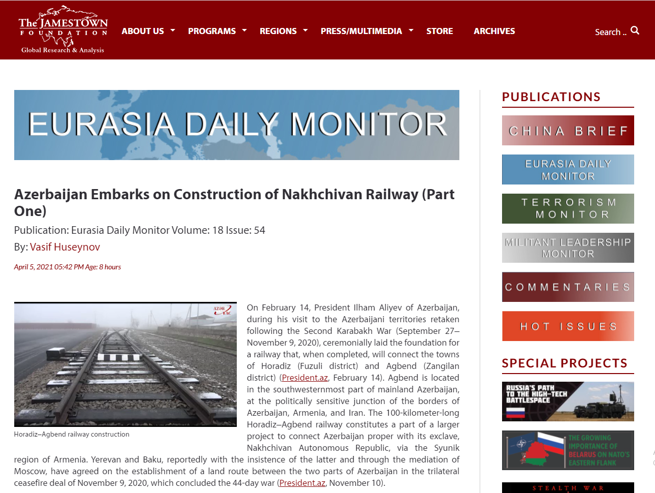 Azerbaijan Embarks on Construction of Nakhchivan Railway (Part One)