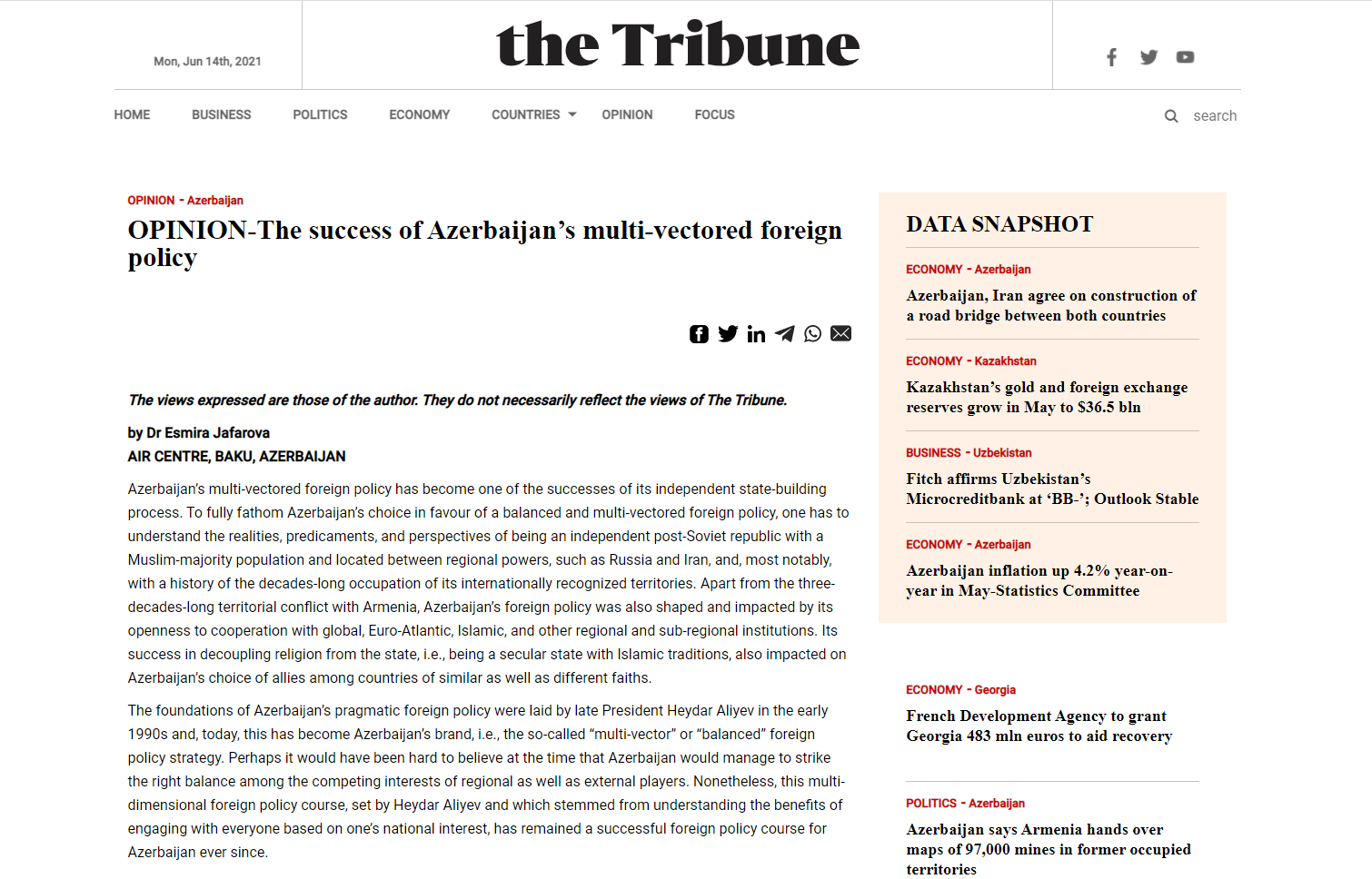 The success of Azerbaijan’s multi-vectored foreign policy