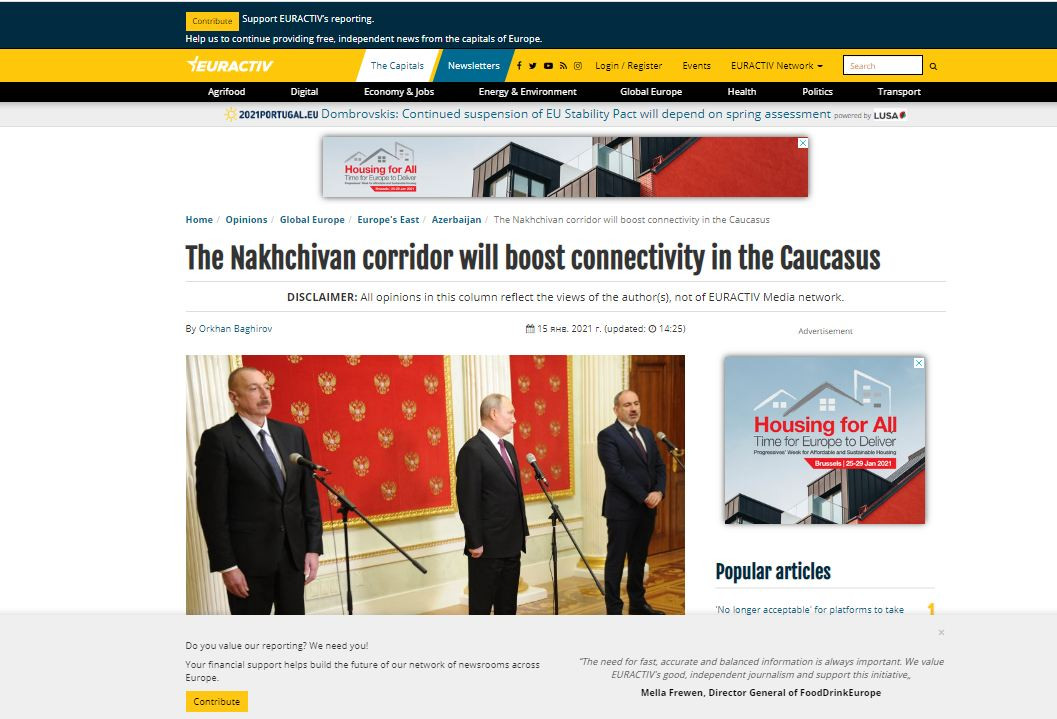 The Nakhchivan corridor will boost connectivity in the Caucasus
