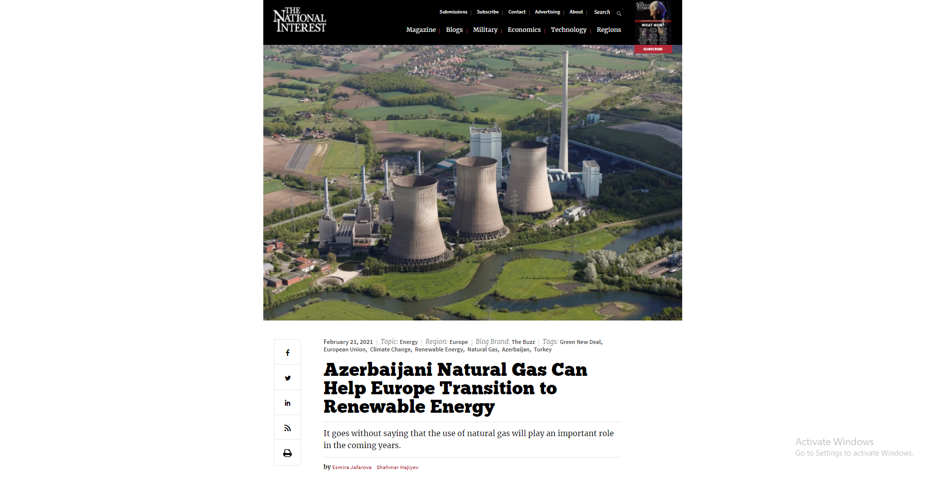Azerbaijani Natural Gas Can Help Europe Transition to Renewable Energy