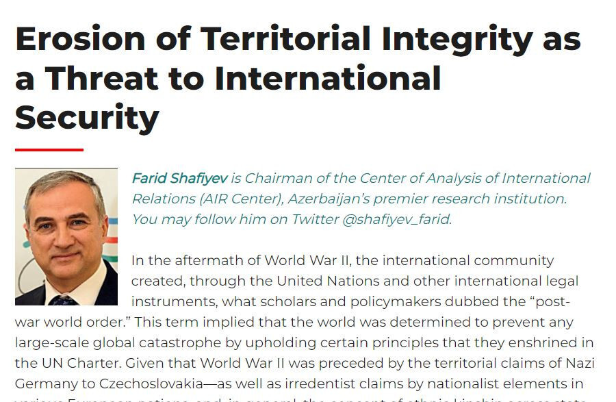 Erosion of Territorial Integrity as a Threat to International Security