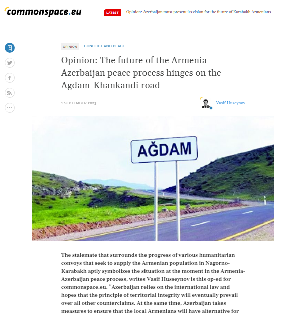 Opinion: The future of the Armenia-Azerbaijan peace process hinges on the Agdam-Khankandi road