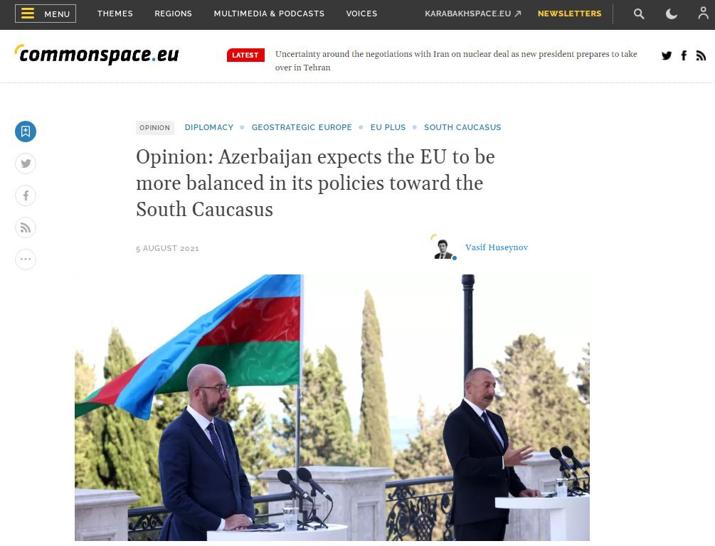 Opinion: Azerbaijan expects the EU to be more balanced in its policies toward the South Caucasus