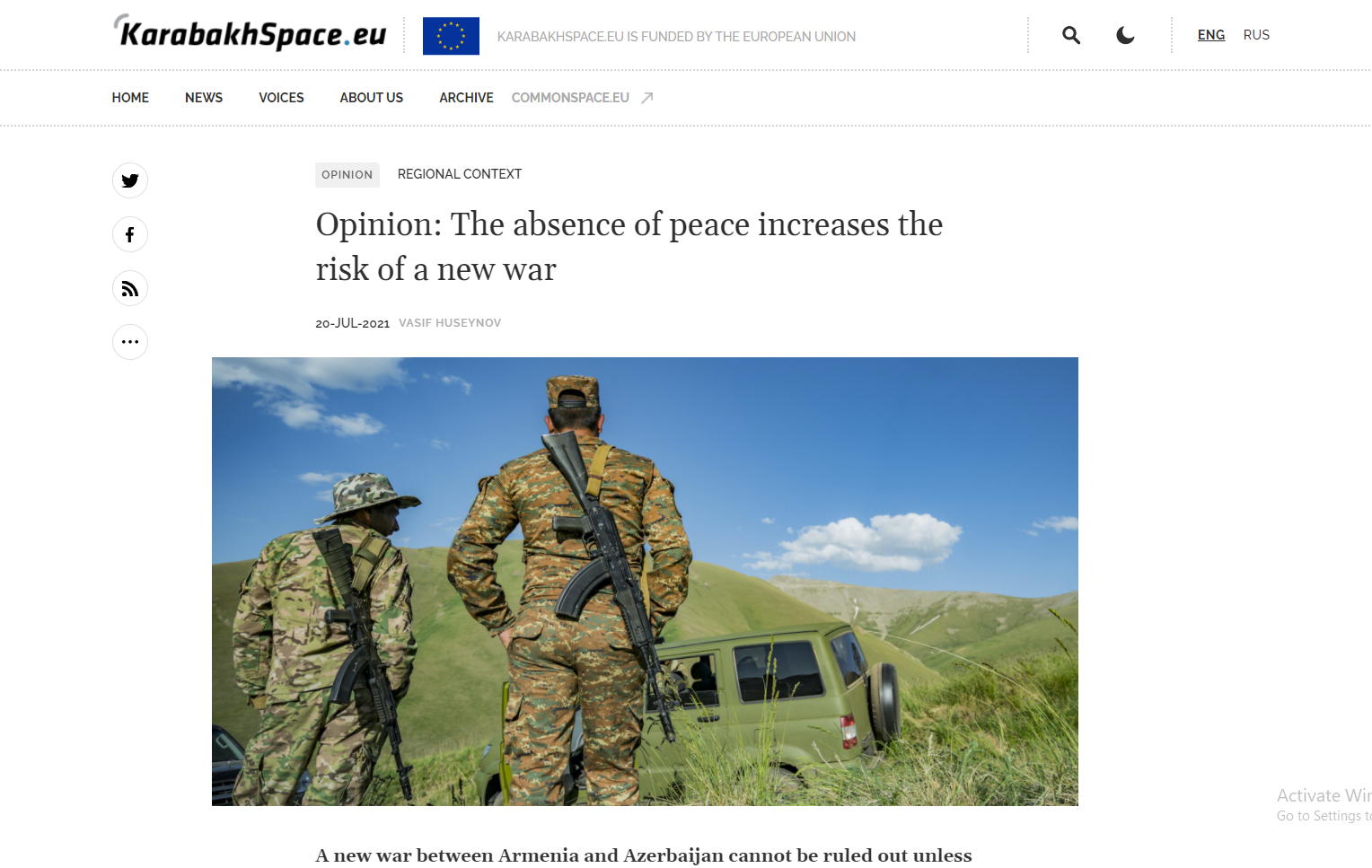 Opinion: The absence of peace increases the risk of a new war