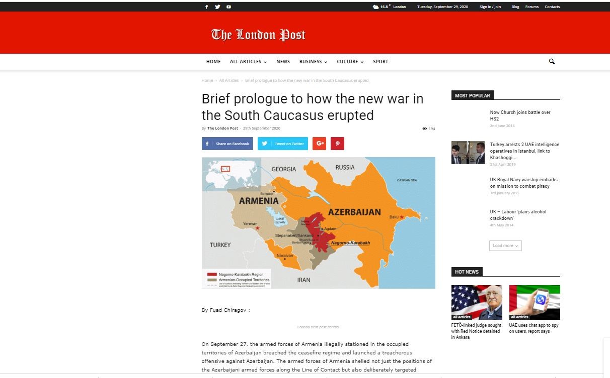Brief prologue to how the new war in the South Caucasus erupted- The London Post
