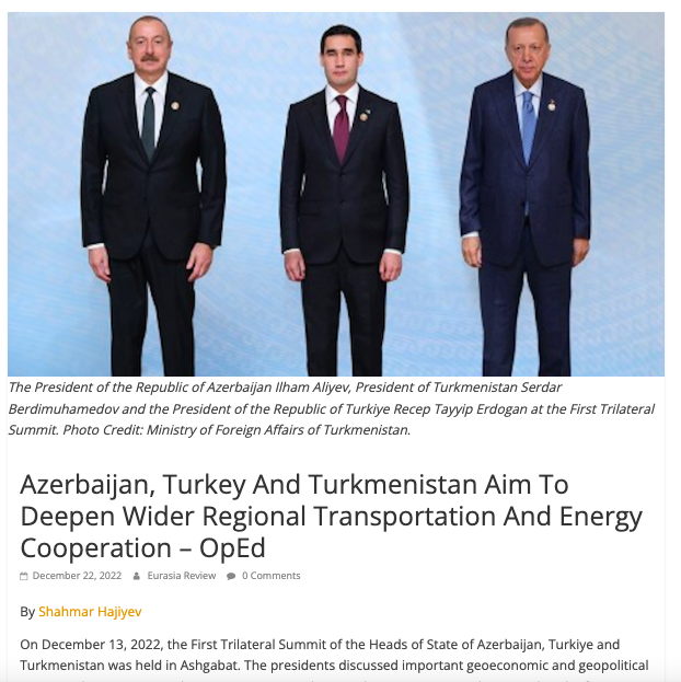 Azerbaijan, Turkey And Turkmenistan Aim To Deepen Wider Regional Transportation And Energy Cooperation – OpEd