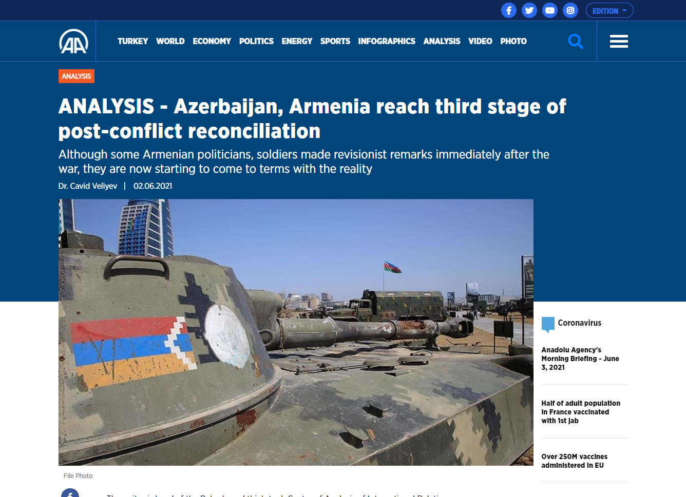 Azerbaijan, Armenia reach third stage of post-conflict reconciliation