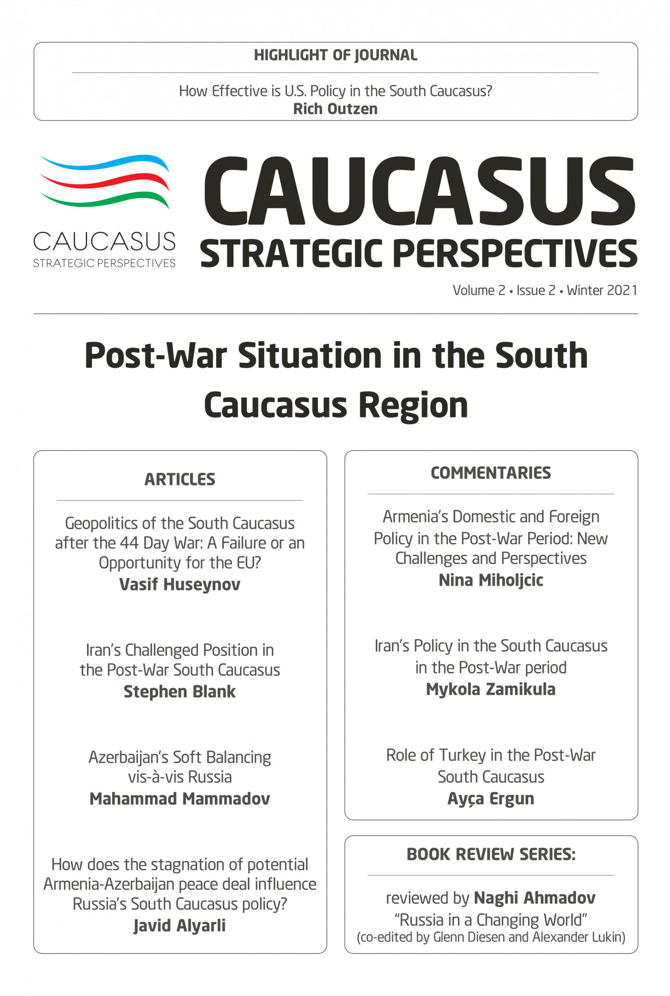 A new issue  of the Journal of Caucasus Strategic Perspectives has been released
