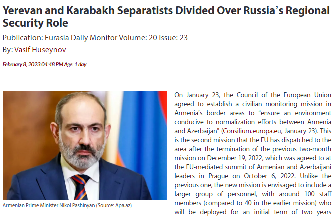 Yerevan and Karabakh Separatists Divided Over Russia’s Regional Security Role