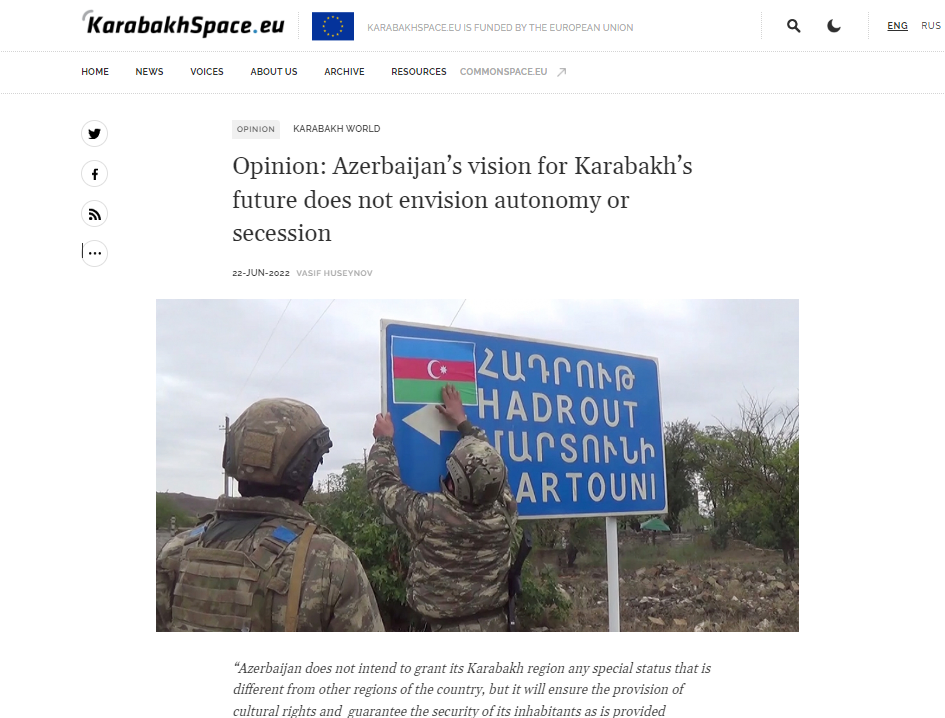 Opinion: Azerbaijan’s vision for Karabakh’s future does not envision autonomy or secession