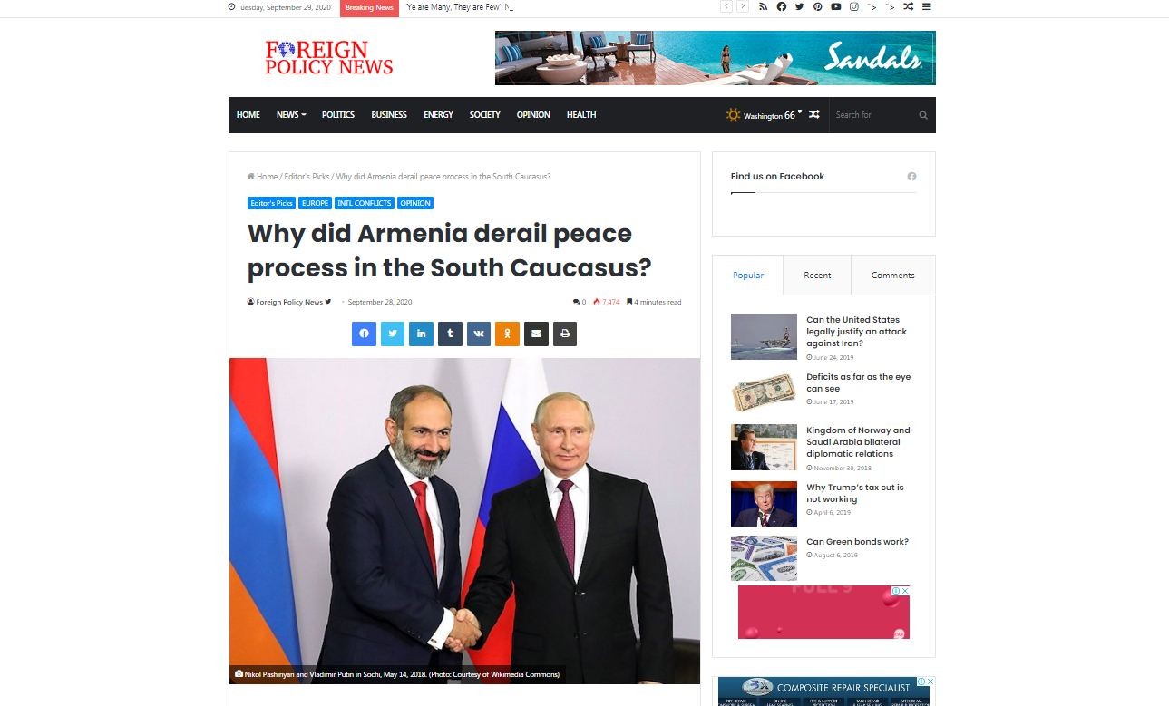 Why did Armenia derail peace process in the South Caucasus?