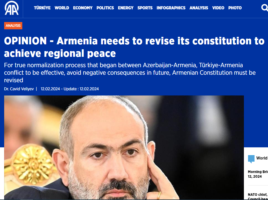 Armenia needs to revise its constitution to achieve regional peace