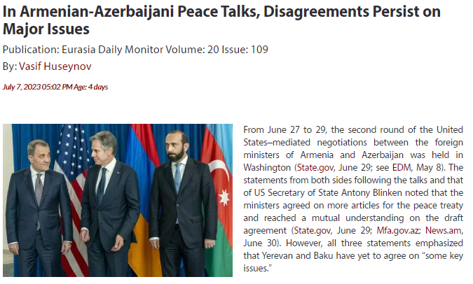 In Armenian-Azerbaijani Peace Talks, Disagreements Persist on Major Issues