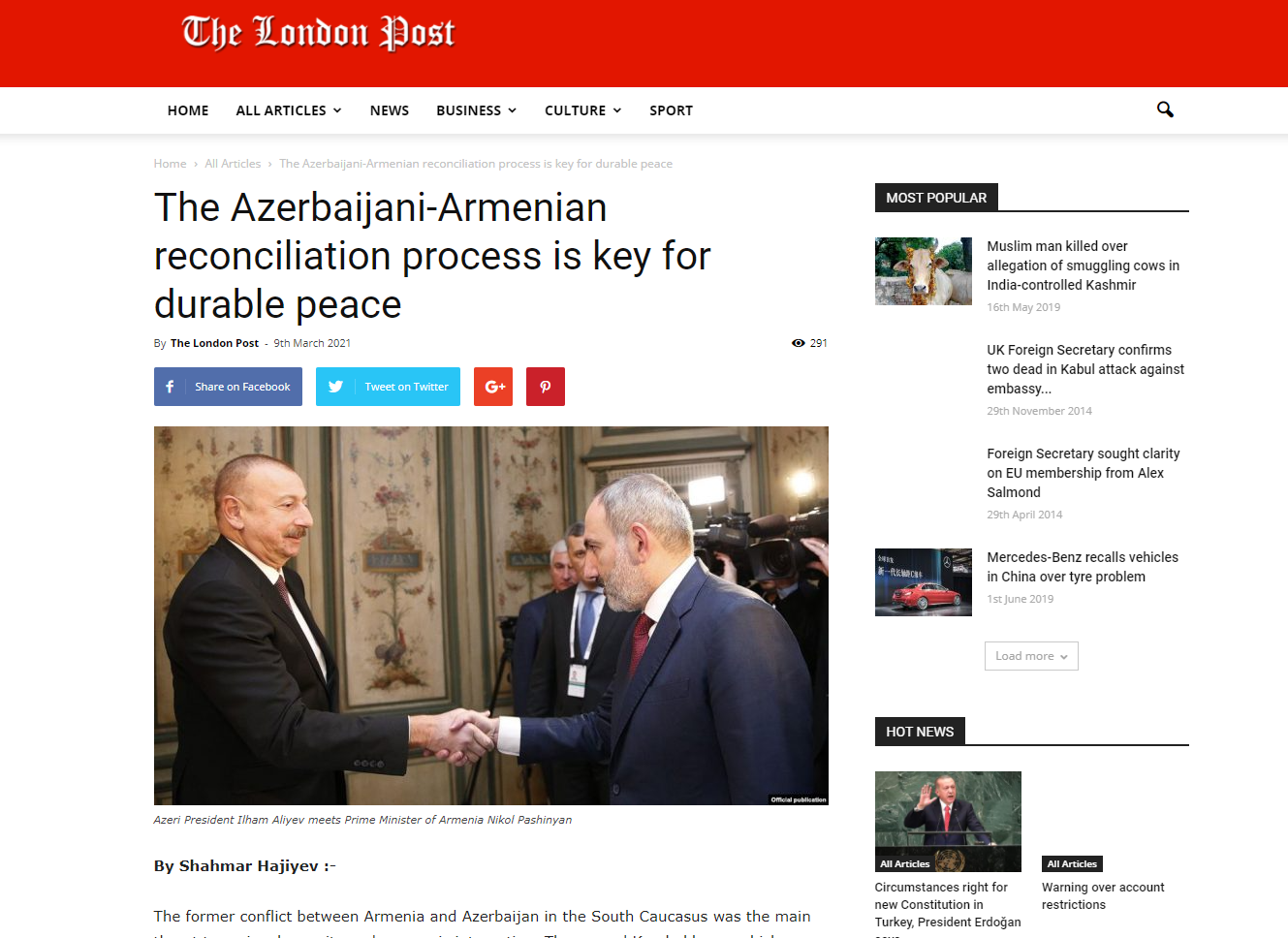The Azerbaijani-Armenian reconciliation process is key for durable peace