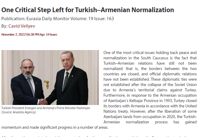 One Critical Step Left for Turkish–Armenian Normalization