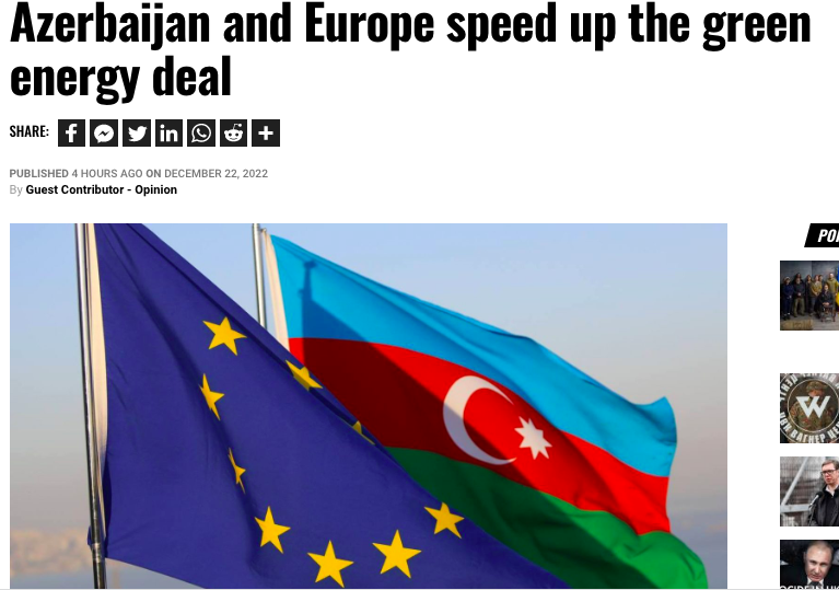 Azerbaijan and Europe speed up the green energy deal