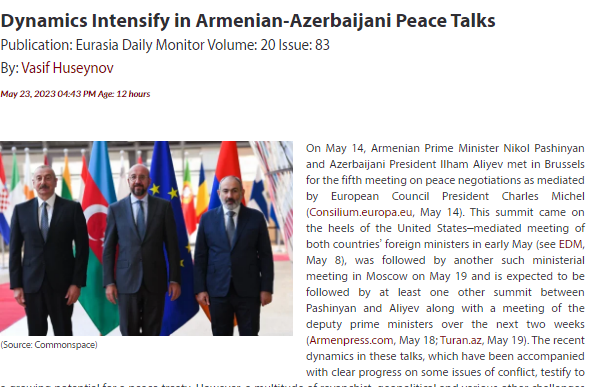 Dynamics Intensify in Armenian-Azerbaijani Peace Talks