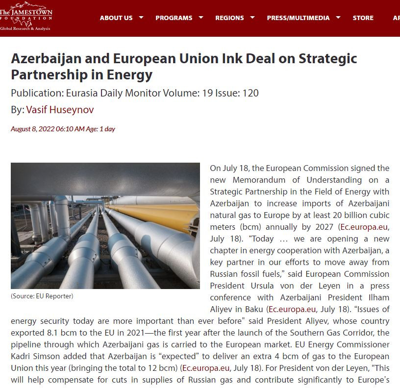 Azerbaijan and European Union Ink Deal on Strategic Partnership in Energy