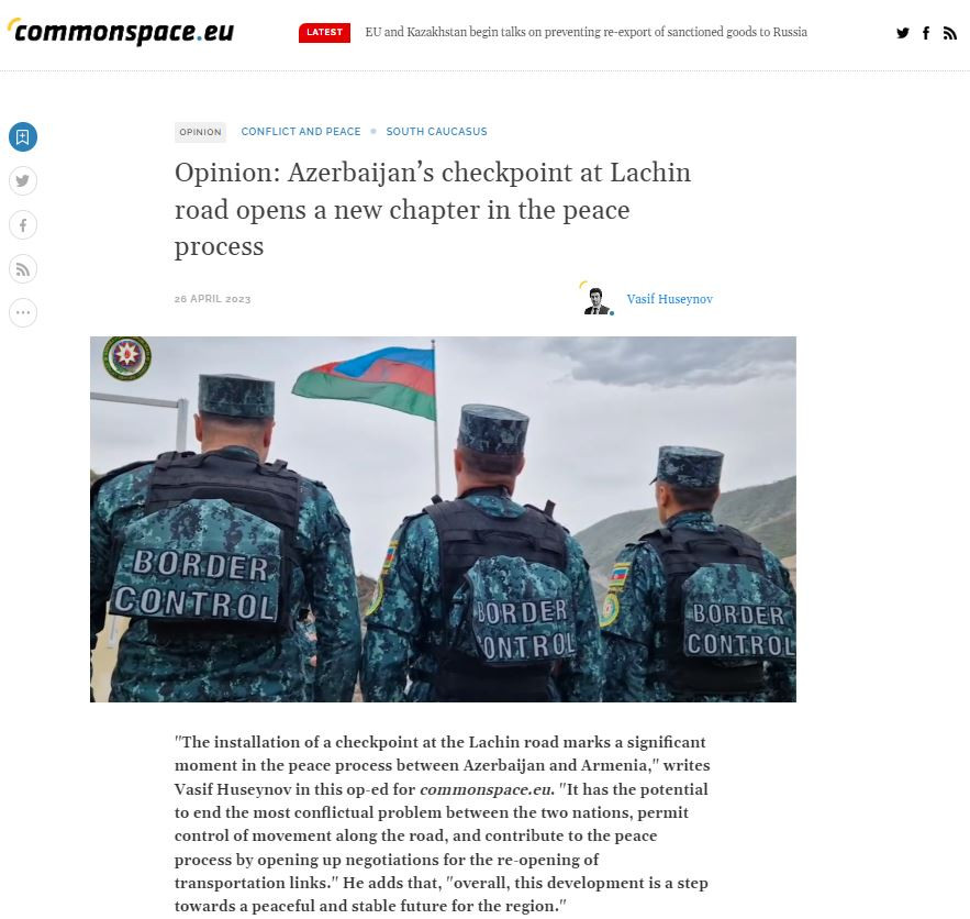 Opinion: Azerbaijan’s checkpoint at Lachin road opens a new chapter in the peace process