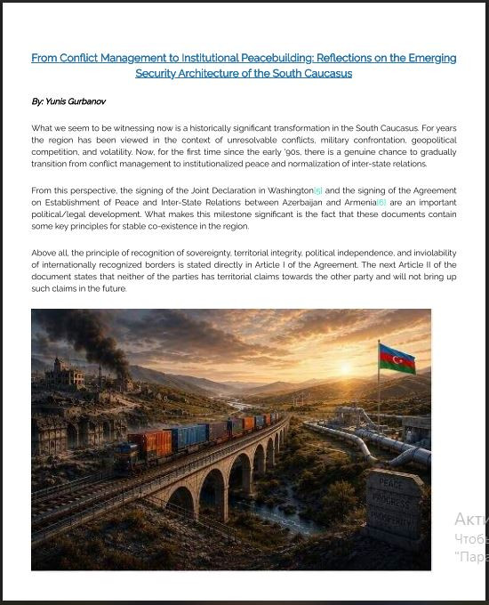 From Conflict Management to Institutional Peacebuilding: Reflections on the Emerging Security Architecture of the South Caucasus