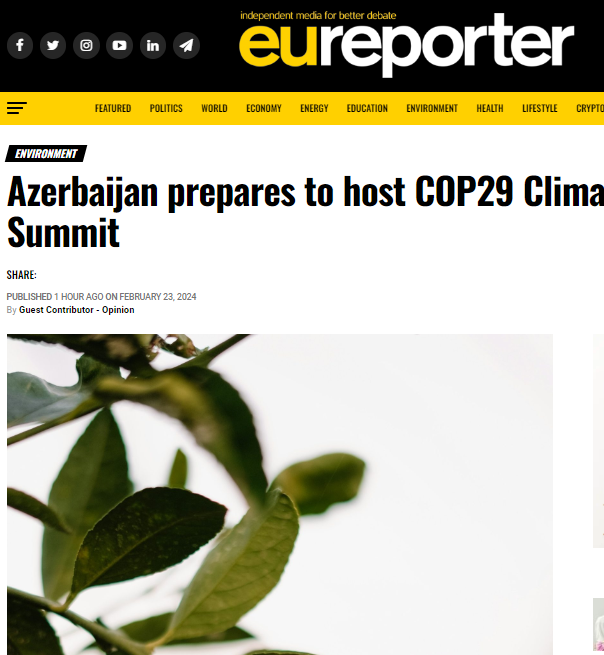 Azərbaycan COP29 iqlim sammitinə ev sahibliyi etməyə hazırlaşır