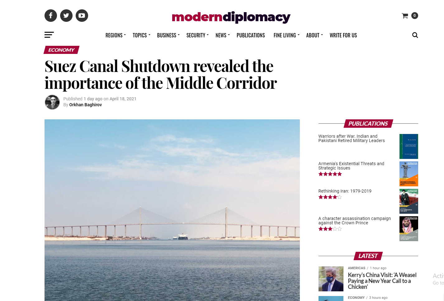 Suveyş kanalının bağlanması Orta Koridorun əhəmiyyətini ortaya qoydu