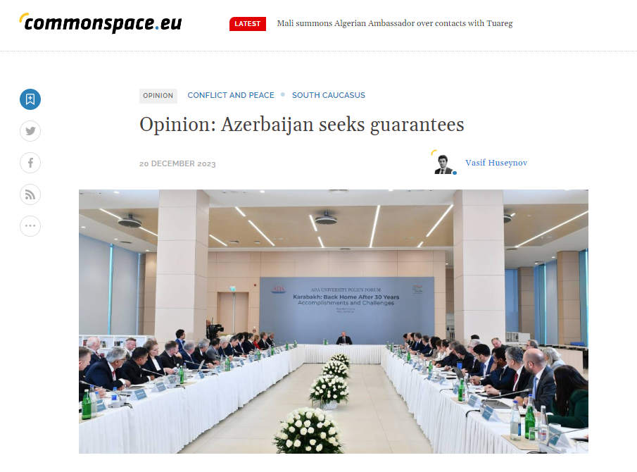 Мнение: Азербайджан требует гарантий