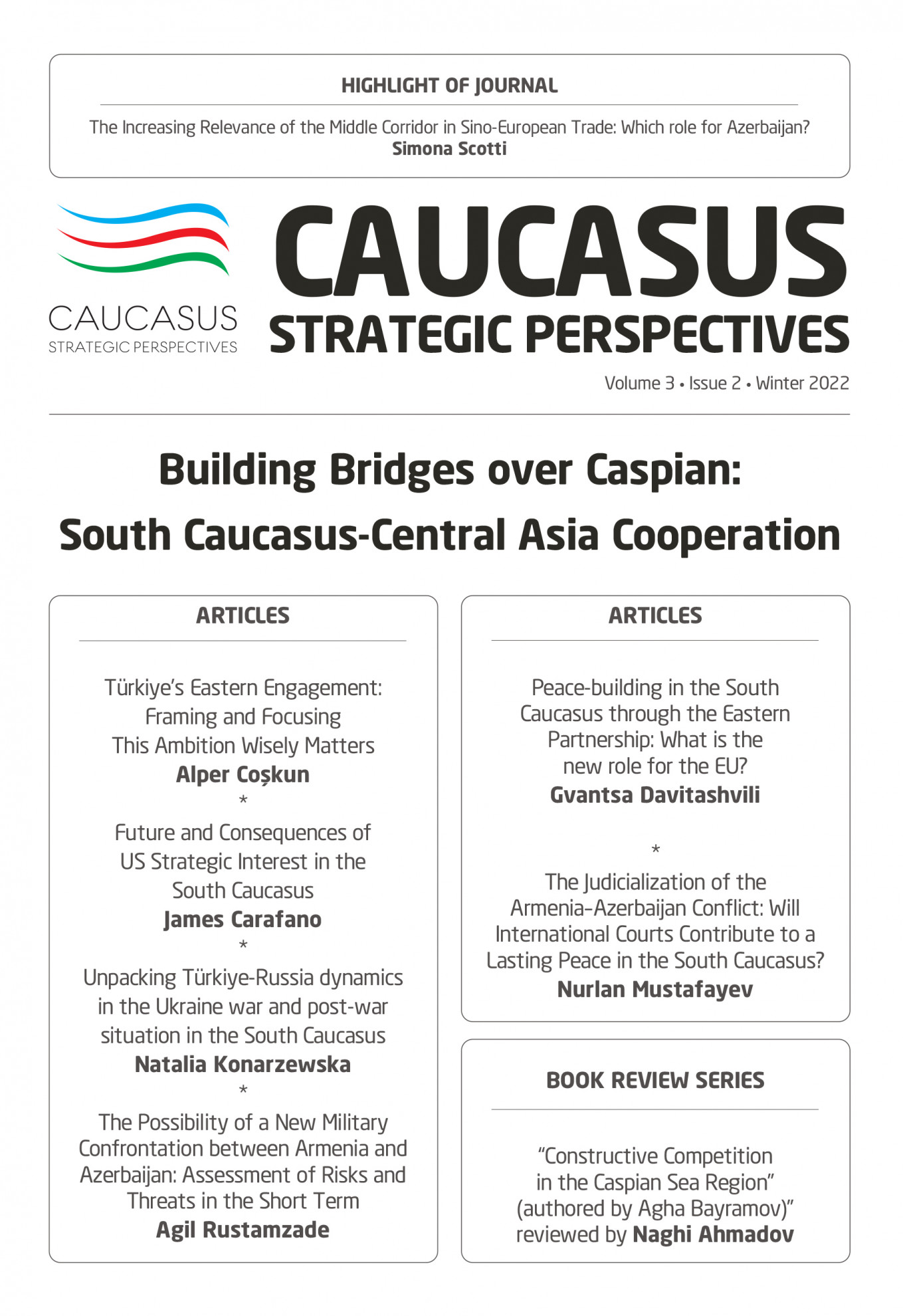 A new issue of the Caucasus Strategic Perspectives (CSP) journal has been released