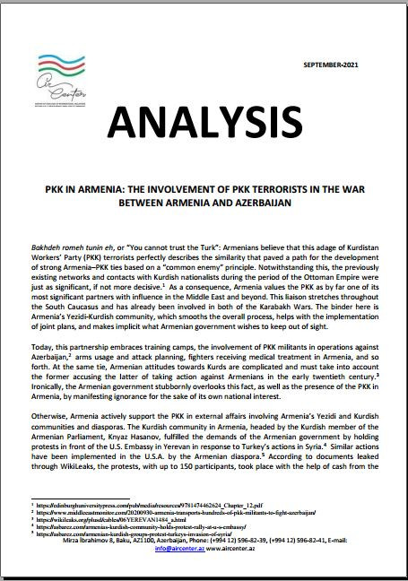 PKK IN ARMENIA: THE INVOLVEMENT OF PKK TERRORISTS IN THE WAR BETWEEN ARMENIA AND AZERBAIJAN