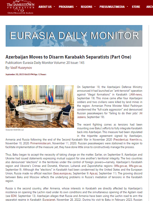 Azerbaijan Moves to Disarm Karabakh Separatists (Part One)