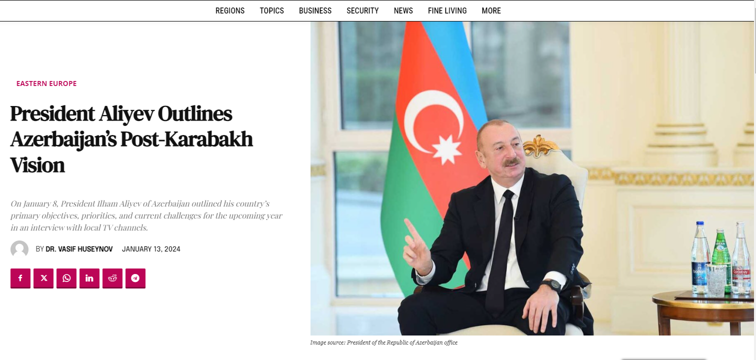 President Aliyev Outlines Azerbaijan’s Post-Karabakh Vision