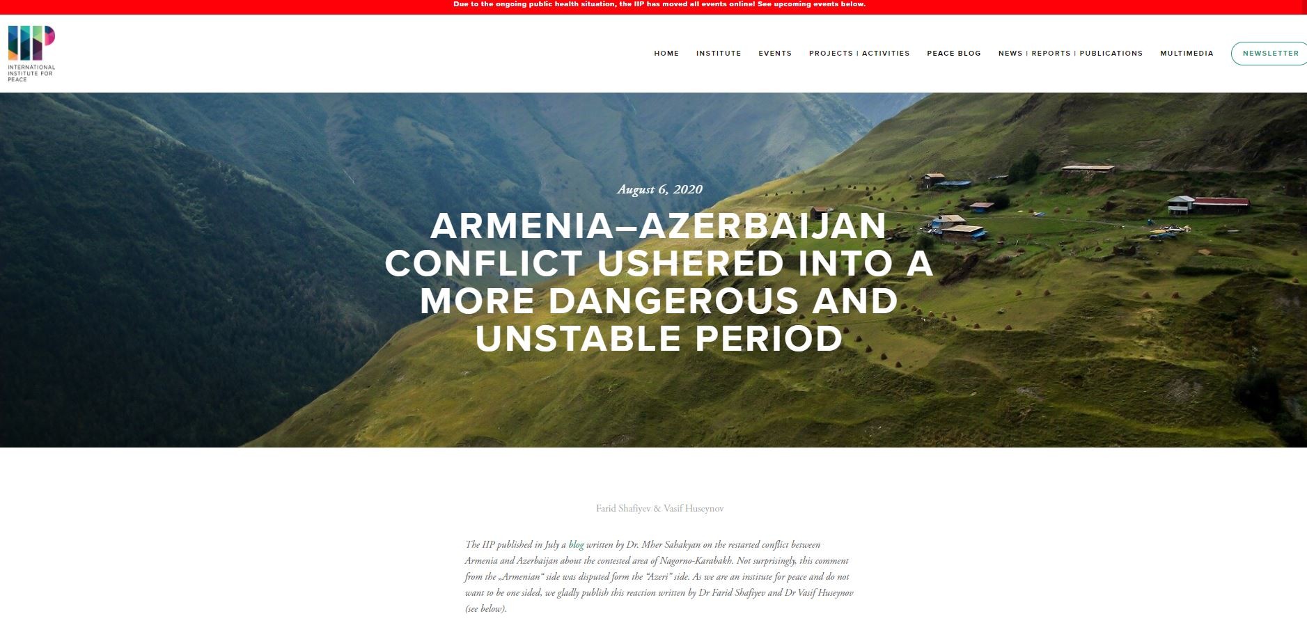 Armenia–Azerbaijan conflict ushered into a more dangerous and unstable period