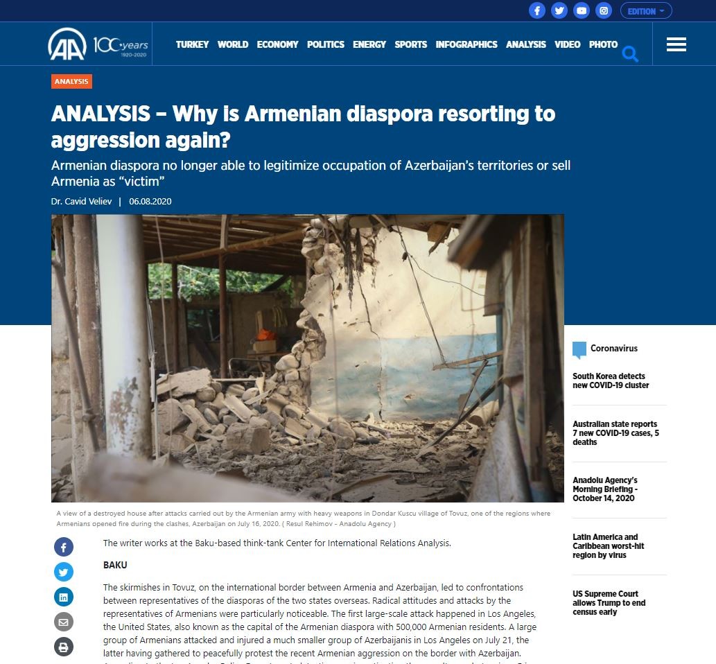 ANALYSIS – Why is Armenian diaspora resorting to aggression again?