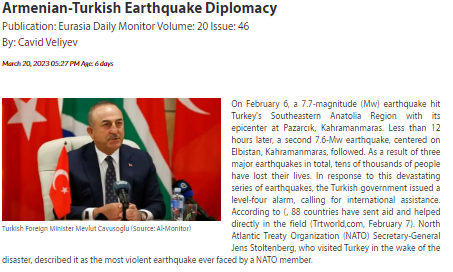 Armenian-Turkish Earthquake Diplomacy