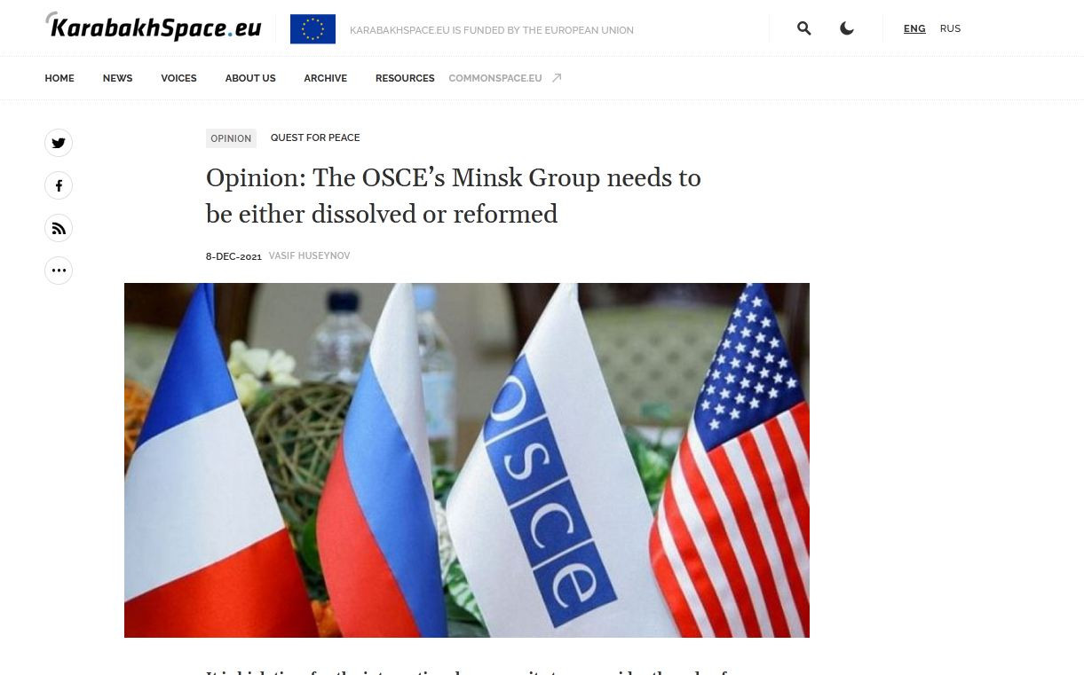 Opinion: The OSCE’s Minsk Group needs to be either dissolved or reformed