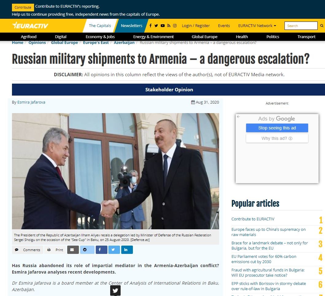 Russian military shipments to Armenia – a dangerous escalation?