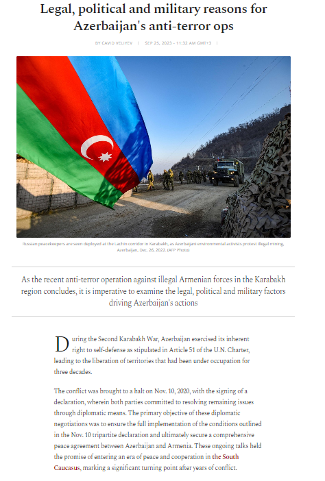 Legal, political and military reasons for Azerbaijan's anti-terror ops