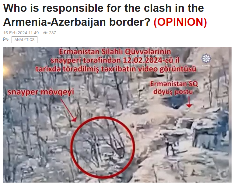 Who is responsible for the clash in the Armenia-Azerbaijan border? 