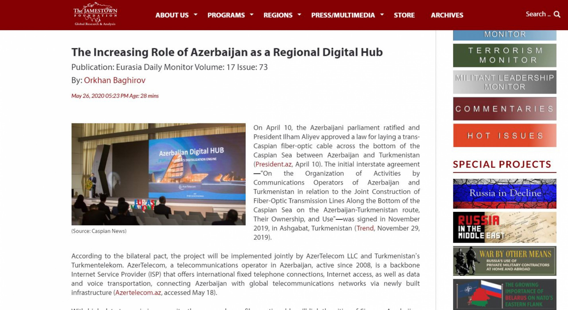 The Increasing Role of Azerbaijan as a Regional Digital Hub