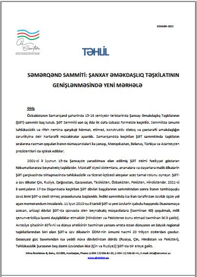 Səmərqənd sammiti: Şanxay əməkdaşlıq təşkilatının genişlənməsində yeni mərhələ
