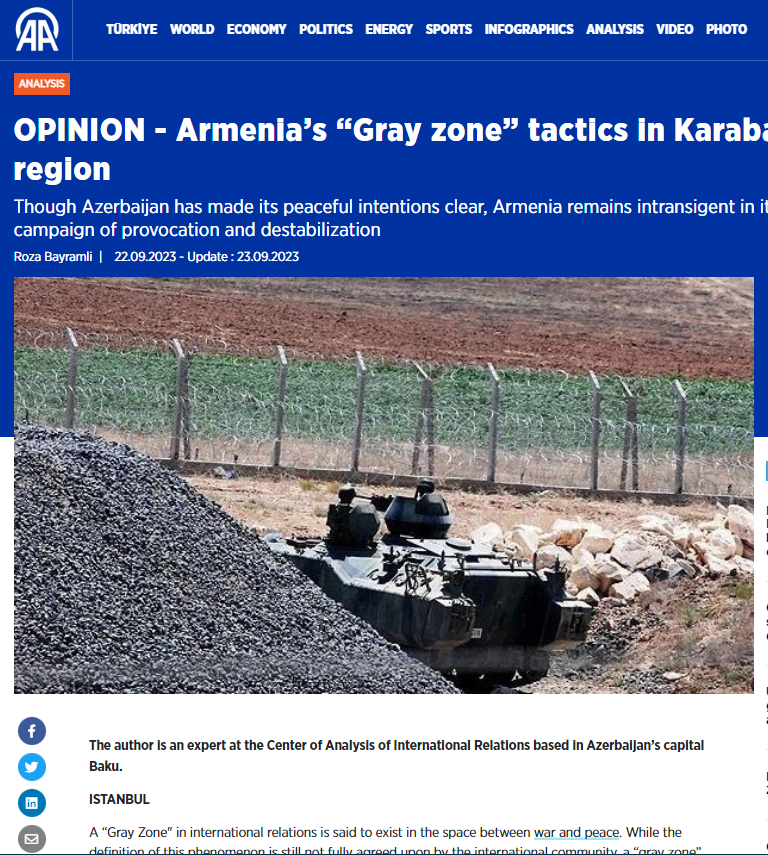 OPINION - Armenia’s “Gray zone” tactics in Karabakh region