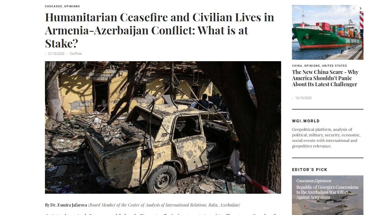 Humanitarian Ceasefire and Civilian Lives in Armenia-Azerbaijan Conflict: What is at Stake?